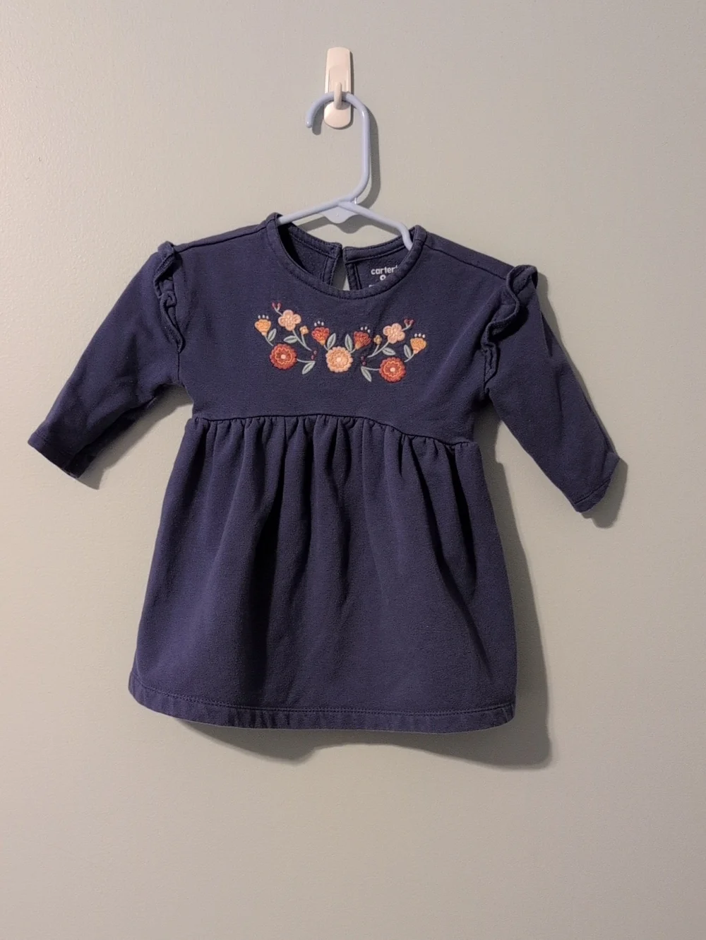 Carter's Purple Dress with Pink and Orange Floral Embroidery